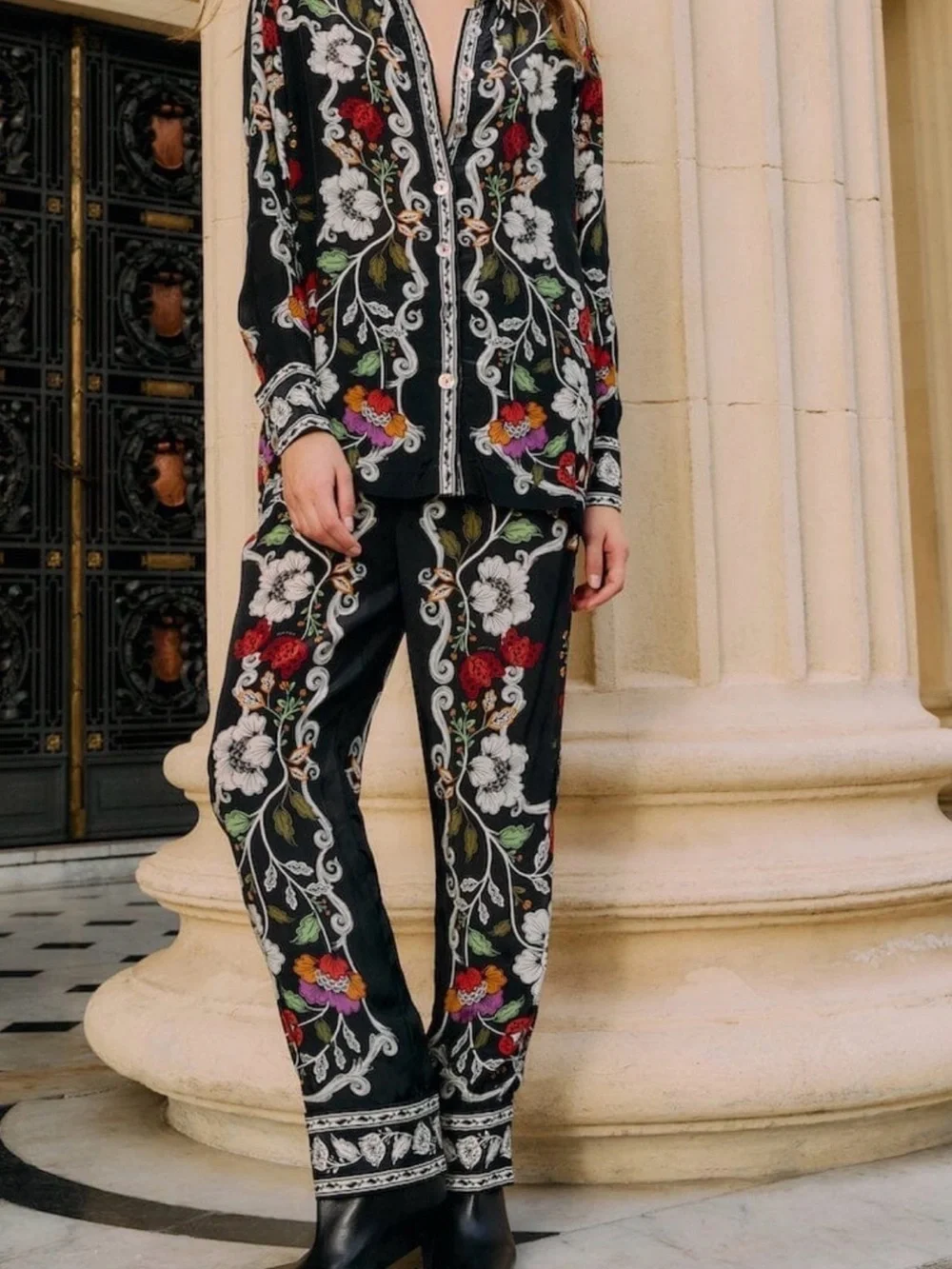 FARM RIO Black Floral Women's Pants - Size Small - New With Tags - Picture 7 of 7